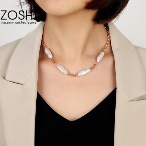 Fashion ZOSHI Long Imitation Pearl Necklace New Gold Or Silver Plated Color Party Charm Jewelry Accessories For Women