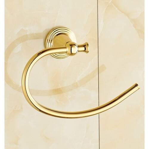 Golden color solid brass bathroom bath towel ring holder wall mounted FREE SHIPPING