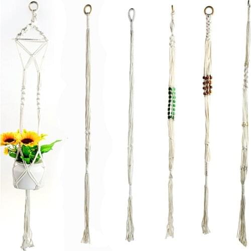 1Pcs Vintage Flower Pots Holder Hanging Basket Flower Potted Net Basket Sling Cotton Rope Garden Decoration Macrame Plant Hanger