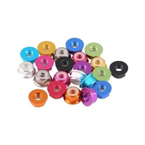 10pcs Aluminum Lock Nuts M2 M3 M4 M5 M6 Aluminum Alloy Flange Nylon Lock Nut aluminum Nylon Insert Self-locking nut Locknuts