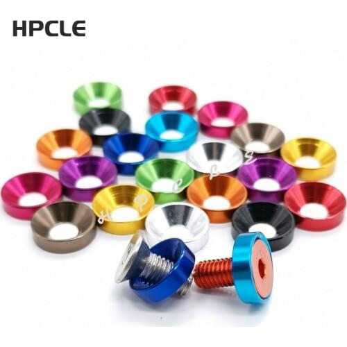 10pcs M2 M2.5 M3 M4 M5 M6 Aluminum washer Colorful anodized Aluminum Countersunk Head Bolt Washer Gasket for Flat head Bolts
