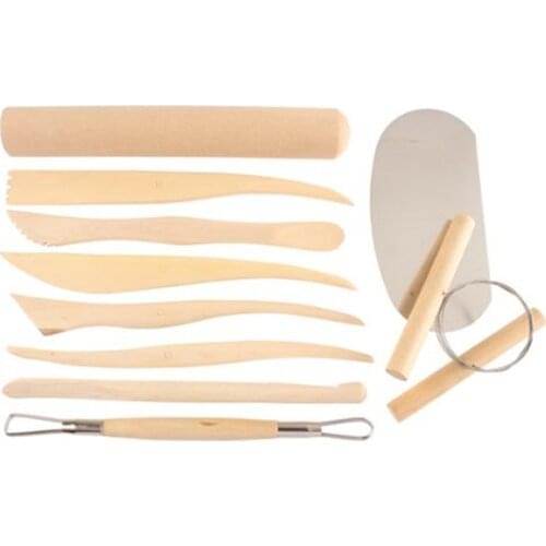10 pcs Professional Wooden Pottery Clay Sculpture Ceramic Working Hand Arts Crafts Tools