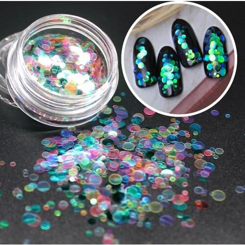 12 Colors Round Ultrathin Sequins Acrylic Powder Gel Nail Polish Nail Art Decorations Crystal Manicure Set Kit Professional Nail