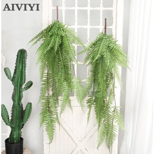 123cm Wall Fern Leaf Wall Artificial Hanging Flower Plant Fake Rattan Flowers Artificial Hanging for Home Wedding Wall Decoratio