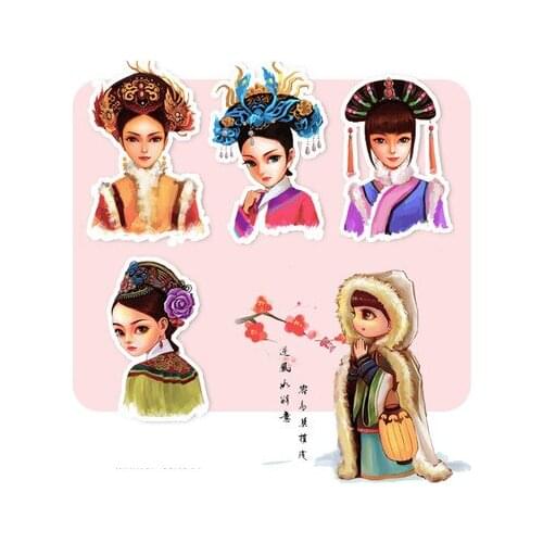 14PCS Chinese court princess Paper Stickers Crafts And Scrapbooking stickers book Decorative sticker DIY Stationery