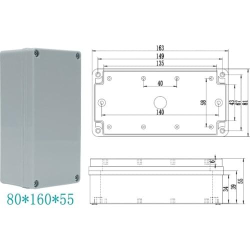 160x80x55mm outdoor junction box plastic box IP67 waterproof power distribution control box