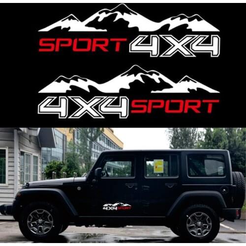 2pc white 4X4 Mountain Car Sticker Graphic Vinyl For JEEP Pickup D-MAX Navara Truck Decal SUV