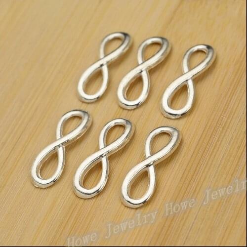 40 pcs quality Bright silver Digital8 connector Pendant fit Charm Women 's Fashion Bracelet Necklace DIY Jewelry Findings JC-598