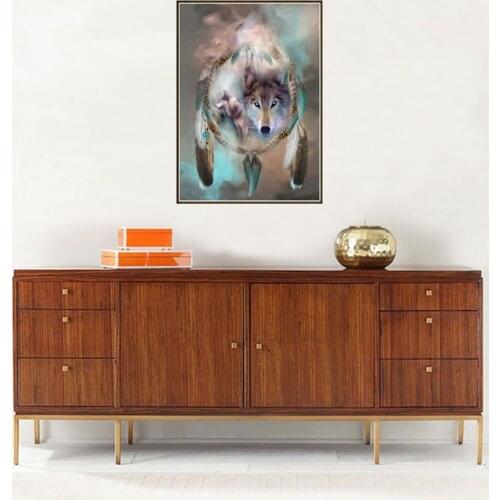 5D diamond embroidery circle diamond special shape animal painting Wolf in dream rhinestone crystal painting art home decoration