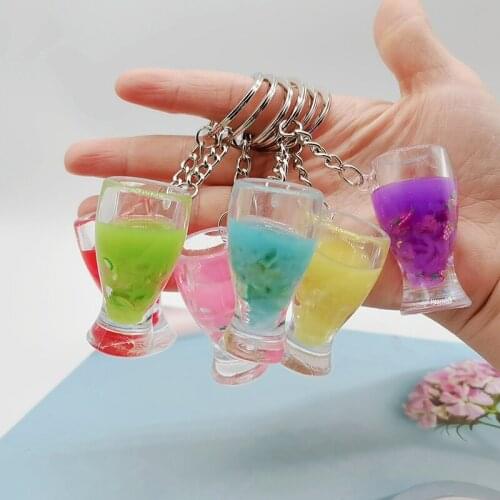 Summer Drink Juice Cup Keychain Resin Pendant Fruit Cup Women Bag Trinket Milk Tea Shop Giveaway Friendship Gift Fashion Jewelry