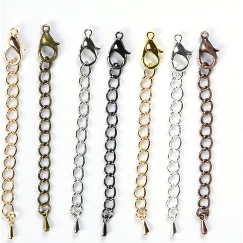 10-20Pcs Bracelet Necklace Extension Chain Water Drops Charms Tone Tail Chains With Lobster Clasps For Jewelry Making Supplies