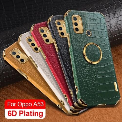 Crocodile Leather Case For Oppo A53 Holder Plating Cover For Oppo A32 A93 A55 A32 A52 A72 A92s Find X3 Reno 4 5 pro plus Case