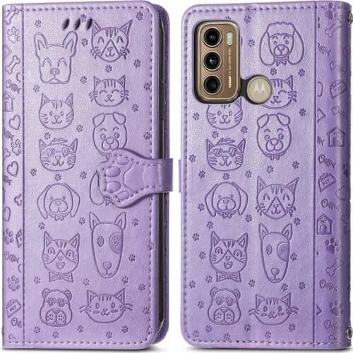 Cat & Dog Pattern Phone Case For Motorola Moto G60 Bumper Filp Wallet PU Leather Case For Motorola G60 Case For Moto G60 Cover