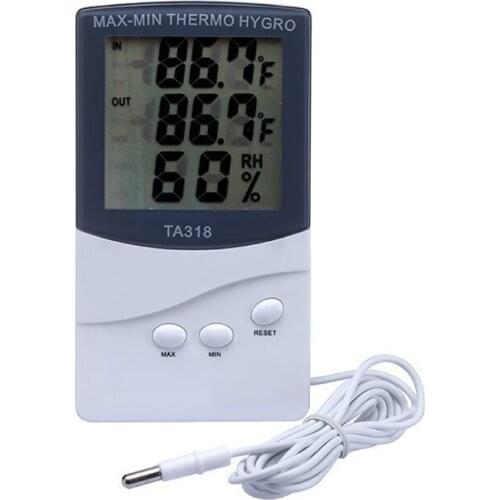 Indoor/Outdoor Digital Thermometer Hygrometer Gauge Monitor Weather Clock TA-318