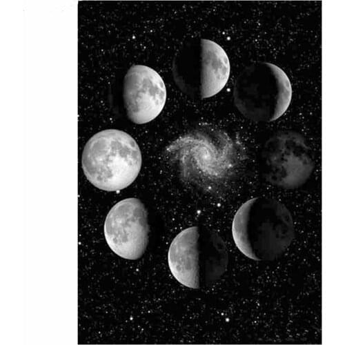 Diy 5d Diamond Painting Black white moon planet landscape Full Square Round Diamond Mosaic Rhinestones Embroidery Cross Stitch