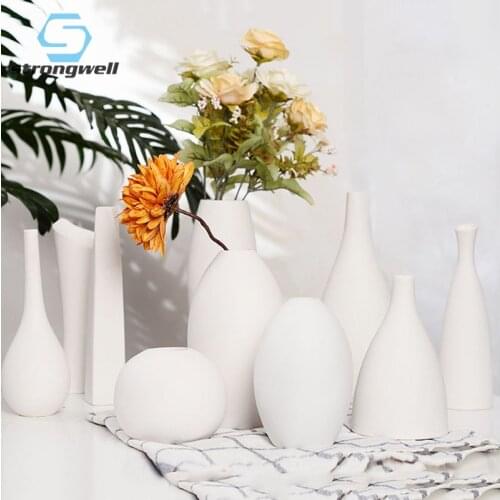 Home Decoration Nordic Modern Ceramic Vase Minimalist WhiteDried Flower Arrangement Vase High Quality Ornaments Handicrafts