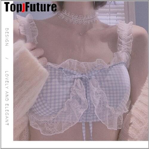 Sexy back underwear bra set PINK blue lace underwear set girl sweet cute small chest flat bra LOLITA GIRL BRA SET