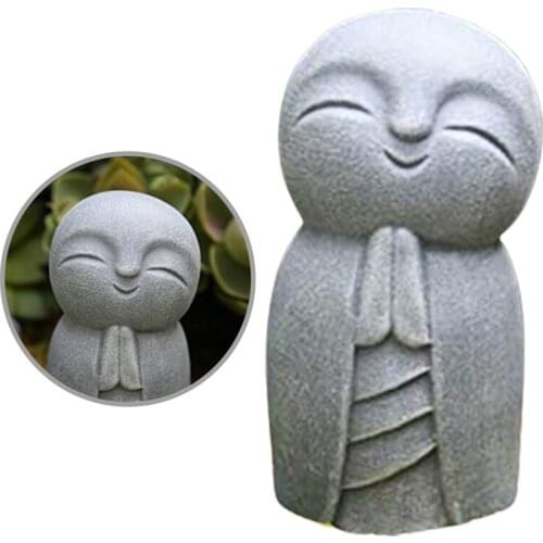 Small Monk Statue Decorative Resin Grey Little Jizo Buddha Sculpture For Outdoor Garden Lawn Art Decoration Ornament
