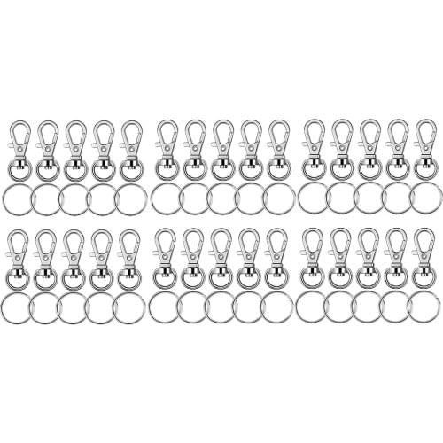 50 Sets Metal Swivel Lanyard Carabiner With Keychain Diy Key Chain Craft