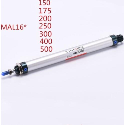 MAL16*150/*175/*200/*250/*300/*400/*500 Aluminium Alloy Mini Cylinder MAL 16 Pneumatic Air Cylinder MAL16