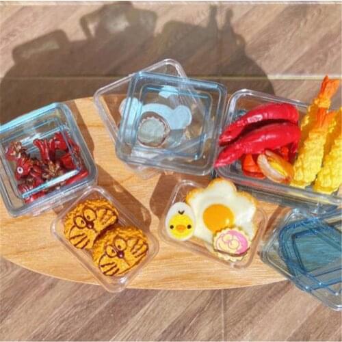9Pcs 1:12 Dollhouse Miniature Fresh-keeping Box Food Play Model Doll House Decor Miniature Kitchen Accessories