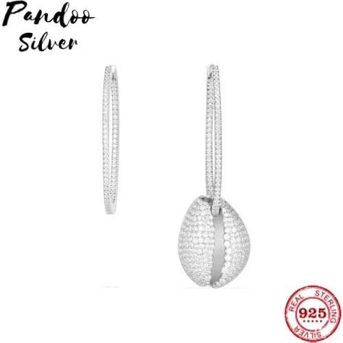 Fashion Charm Sterling Silver Copy 1:1 Copy,Asymmetric Silver 'Seashell' Earrings Women 2021 Luxury Jewelry Gift