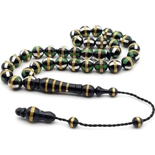 Muslim Prayer Beads Brass Wrapped Kuka Tasbih Ottoman System Tasseled
