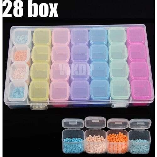 28 Grids Color 5D Diamond Painting Kit Embroidery Moasic Storge Box Diamond Jewlery Sewing Nail Container Accessories Organizer