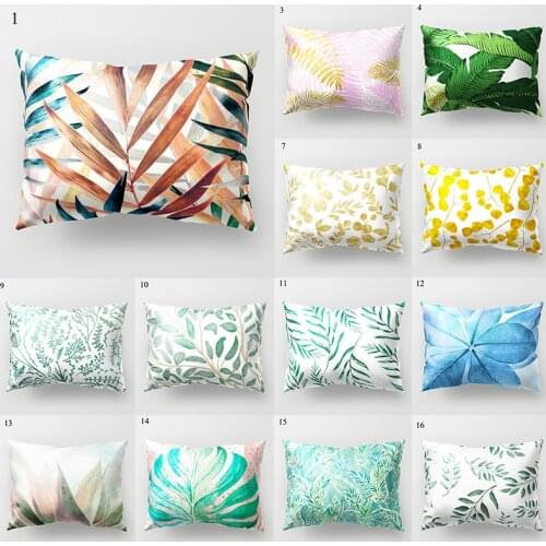Polyester Cushion Cover Tropical Plants Leaves Fresh Decorative Pillowcase for Sofa Car Pillow Covers Home Bedroom Decor 30x50cm