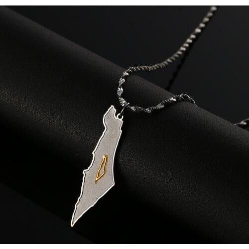 Stainless Steel Israel Map Pendant Necklace For Women Men Jewish Map Of Israel Jewelry Gifts