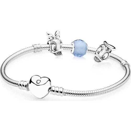 NEW Book Di 100%925 Sterling Silver Donald and Daisy Bracelet Set fit DIY Original charm Bracelets jewelry A set of prices