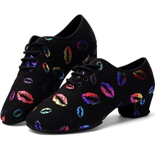 USHINE BD-47 New Color Lips Sneakers Teacher Training Shoes Ballroom Latin Fitness Ballet Dance shoes Woman