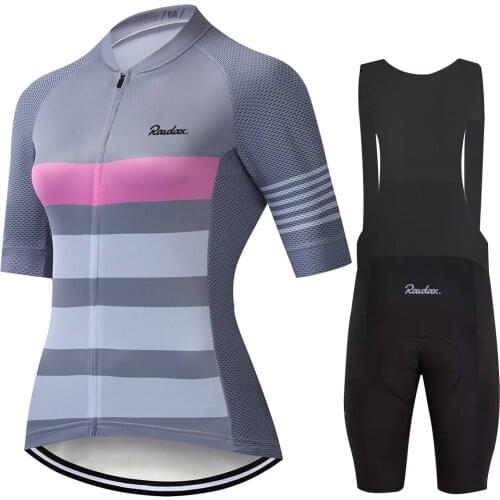 Raudax 2021 Cycling Clothing Summer Short Sleeve Jersey Set Women MTB Cycling Kit Vintage Pattern Breathable Road Bike Clothes