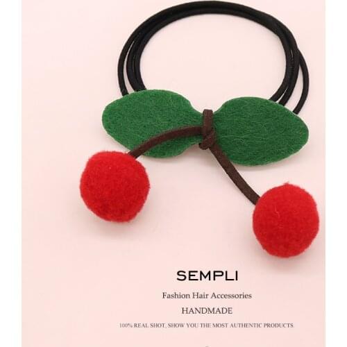High Solid Elastic Hair Bands Ponytail Holder Scrunchies Tie Red Round Ball Hair Rubber Band Christmas Headband Hair Accessories