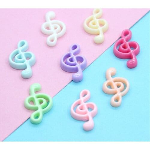 Julie Wang 20PCS Resin Musical Note Charms Mixed Colors Flat Back Pendant Jewelry Making Accessory Table Decor