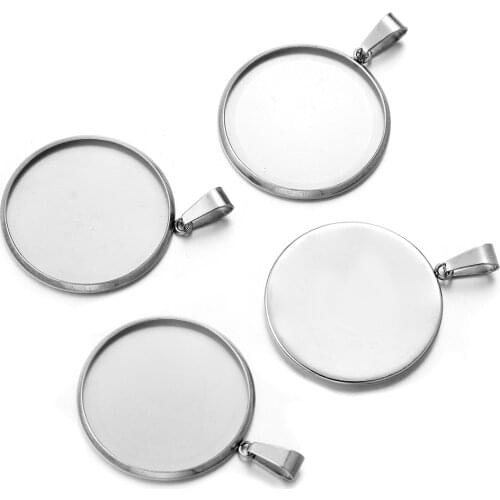 10pcs/lot Stainless Steel Blank Cabochon Dog Bezel Setting Charms Pendant Fit 6 8 10 12 14 16 18 20 25 30mm FOR Jewelry Making