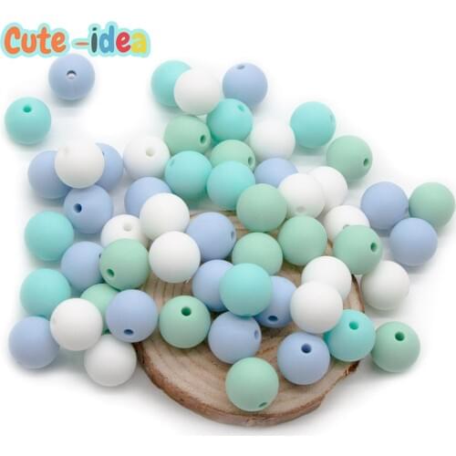 Cute-idea 9mm 300pcs Silicone Beads Pearl Food Grade Baby Teething Beads DIY Nursing Bracelet Baby Teether Pacifier Necklaces