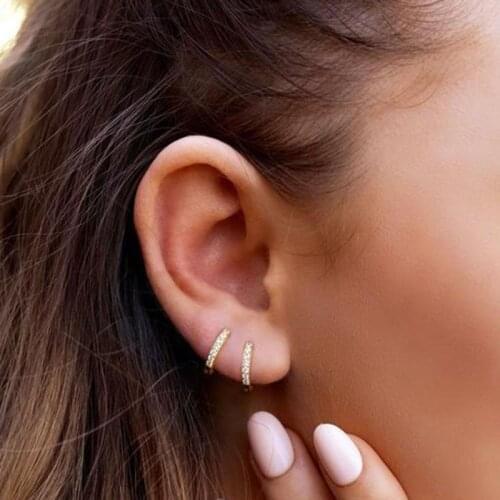 Rhinestone Small tiny Huggie Hoop cartilage Earrings for women helix piercing earrings sleeping minimalist dainty