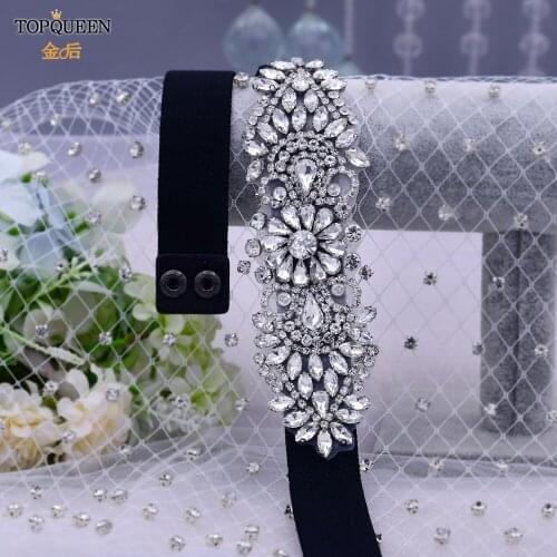 TOPQUEEN S446-B Luxury Rhinestone Waist Belts Inlaid Elastic for Female Dresses Coat Shirt Designer High Quality Black Female