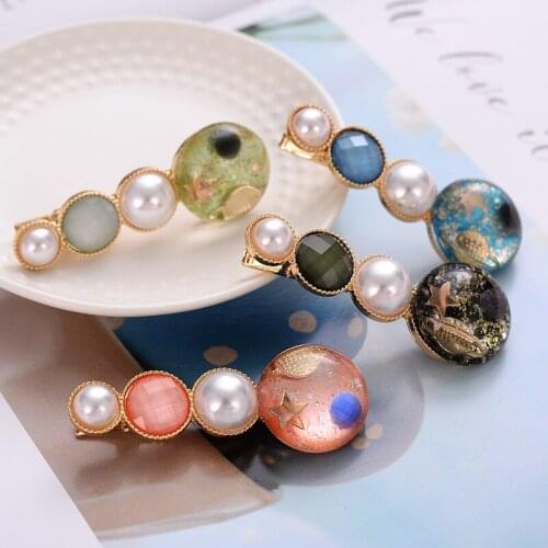 Fashion Sweet Fantasy starry sky girl BB clip bangs clip simple elegant side clip wild temperament word clip hair accessories