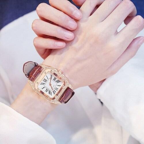 Ladies Fashion Trend Elegant Starry Sky Square Dial Belt Quartz Watch Ladies Student Korean Style Simple Trend Watch