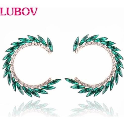 LUBOV 16 Colors Wing Opal Stud Earrings Women Fashion Noble Wedding Jewelry Gold Plating Stud Earrings Free shipping