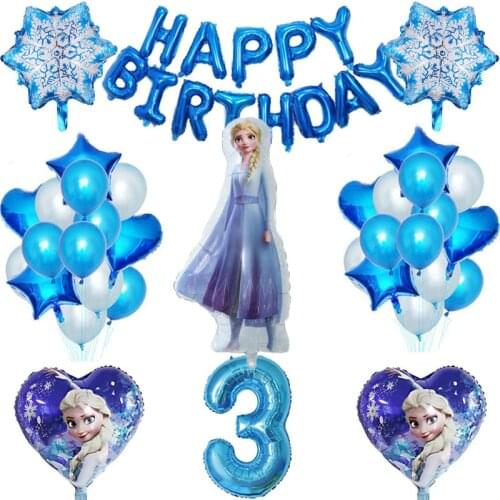 1 set Frozen Princess Foil Balloon 32inch Number Latex Balloons Cake baby 1 2 3st Birthday Elsa Party Decoration Kids Toy Globos
