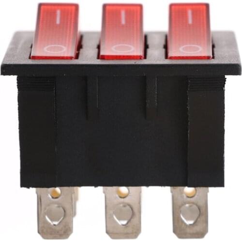 1pcs 16a/30a 250 Vac 9pin Rocker Switch KCD3 34*40 Big Rocker Switch On-Off With Red Light