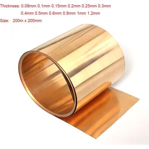 1pcs 200x200mm C17200 Beryllium Bronzer Strip 0.08 to 1.2mm Thick Industry DIY Experiment Copper Sheet Foil Paper