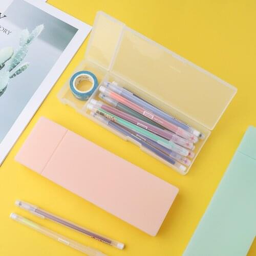 Clear Style Transparent Pencil Case Simple Pencil Box Plastic Storage Pencilcase Box Learning Stationery Office Supplies