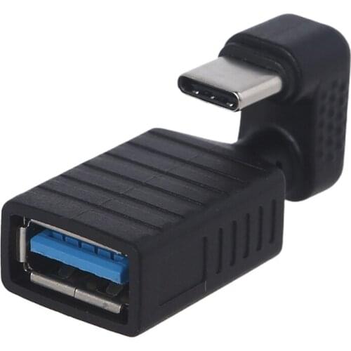 180 Degree Up and Down Angled USB C Type C Male to USB 3.0 Female OTG Extension Adapter for Cell Phone Tablet