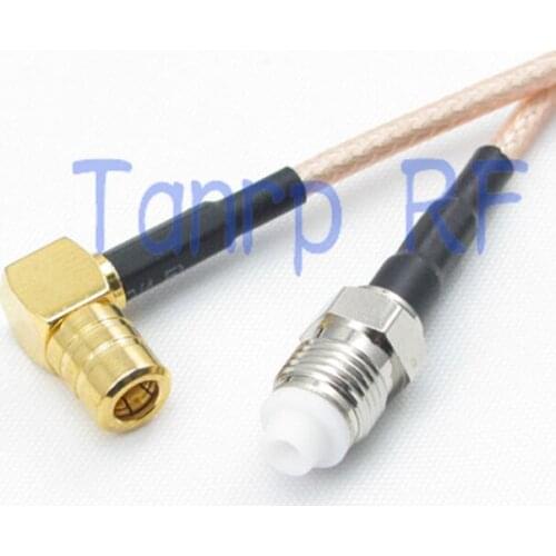 8in FME female jack to SMB female jack right angle RF adapter connector 20CM Pigtail coaxial jumper cable RG316 extension cord