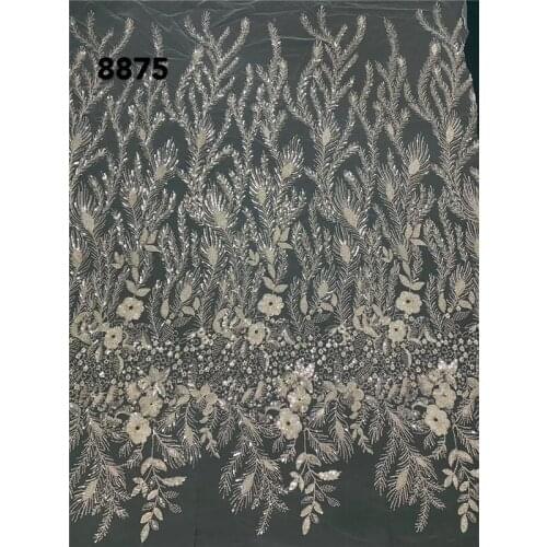 African Nigerian lace fabric SYJ-616818 Wedding dress material with beads top-grade embroidered French mesh fabric