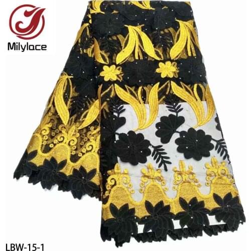 African French Tulle Lace Fabric 2021 High Quality Embroidery Lace with Stones Nigerian Lace Fabrics for Wedding Dress LBW-15